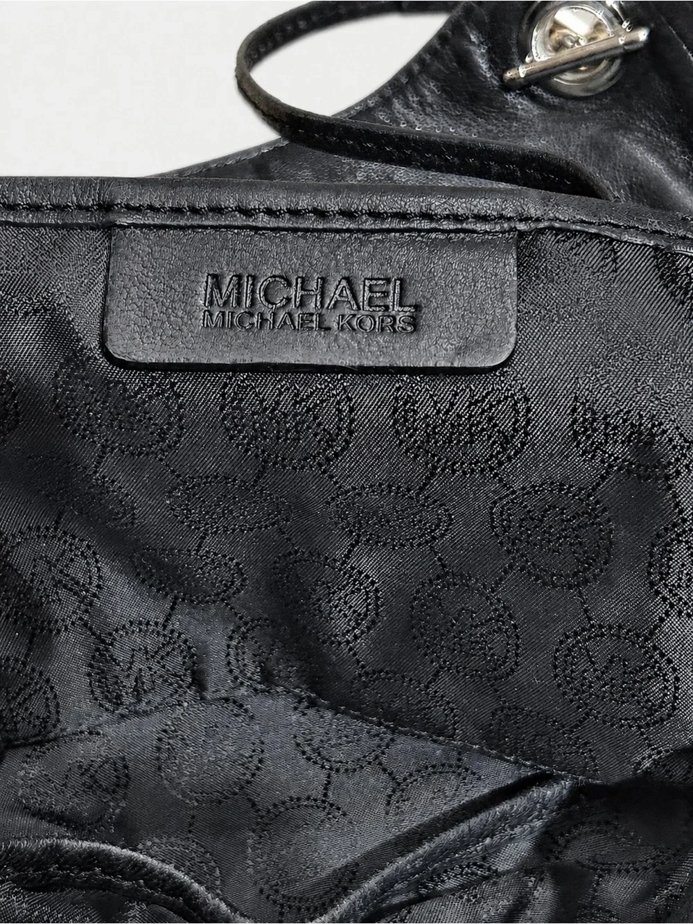 MICHAEL Michael Kors Hamilton Whipstitch Chain Black Leather Large Tote Bag